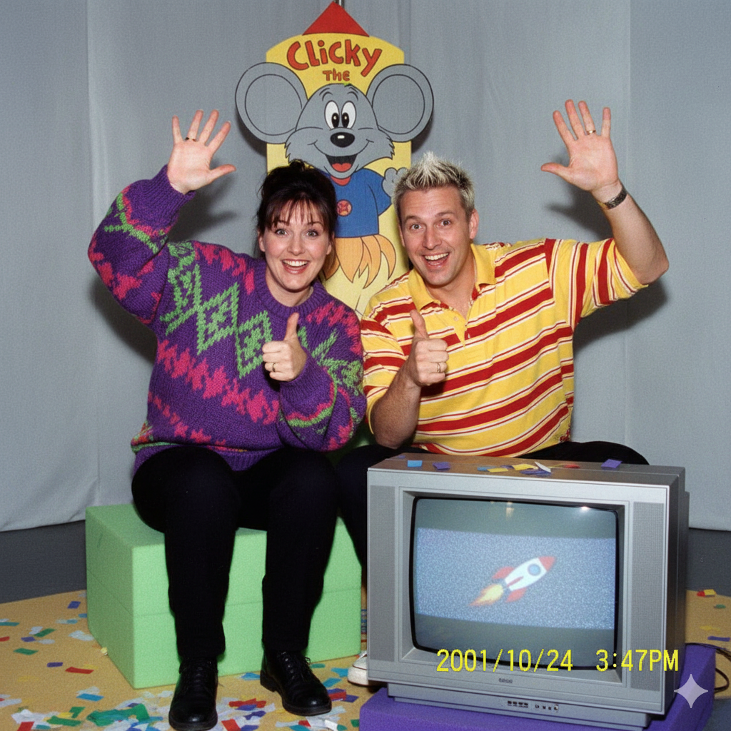 Hosts Sparky and Bubbles